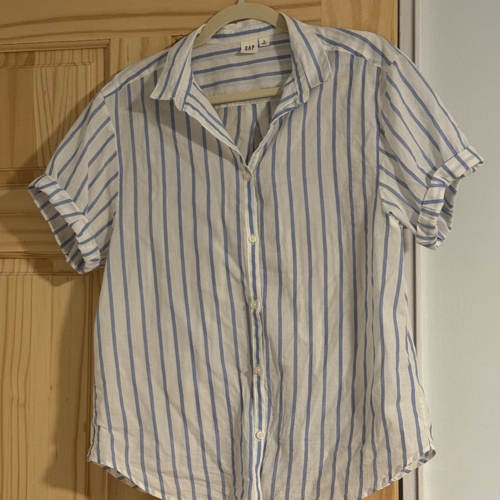 Women’s Blue and White Striped Shirt